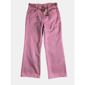JUSTICE x Wicked The Movie Pink Sparkle Baggy Jeans w Belt  Size 7  Metallic BTS